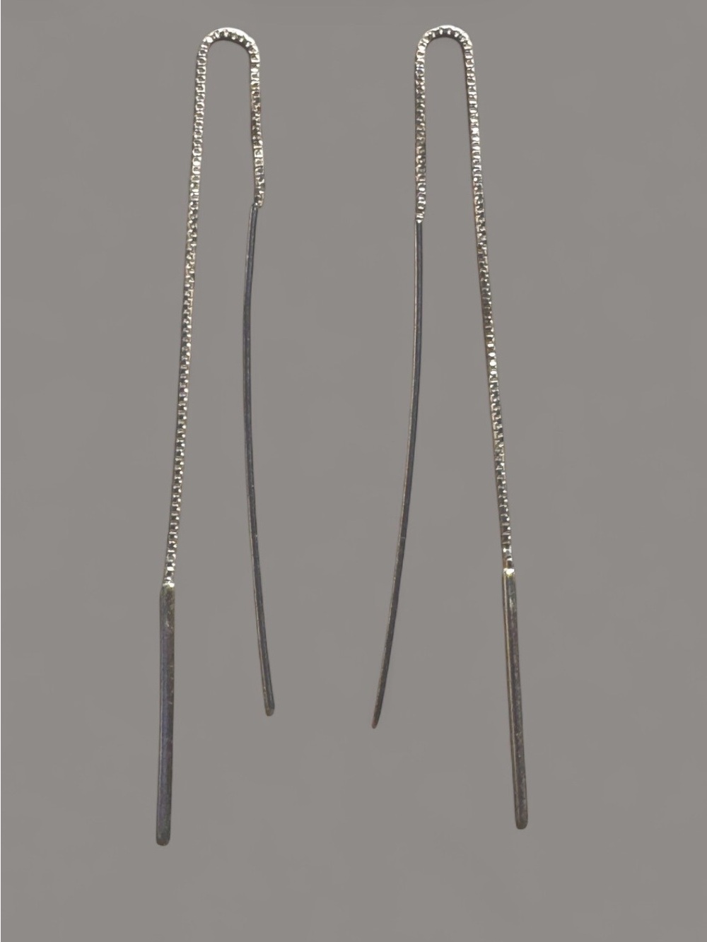 925 Sterling Silver box chain earrings approximately 3”,total length 6”